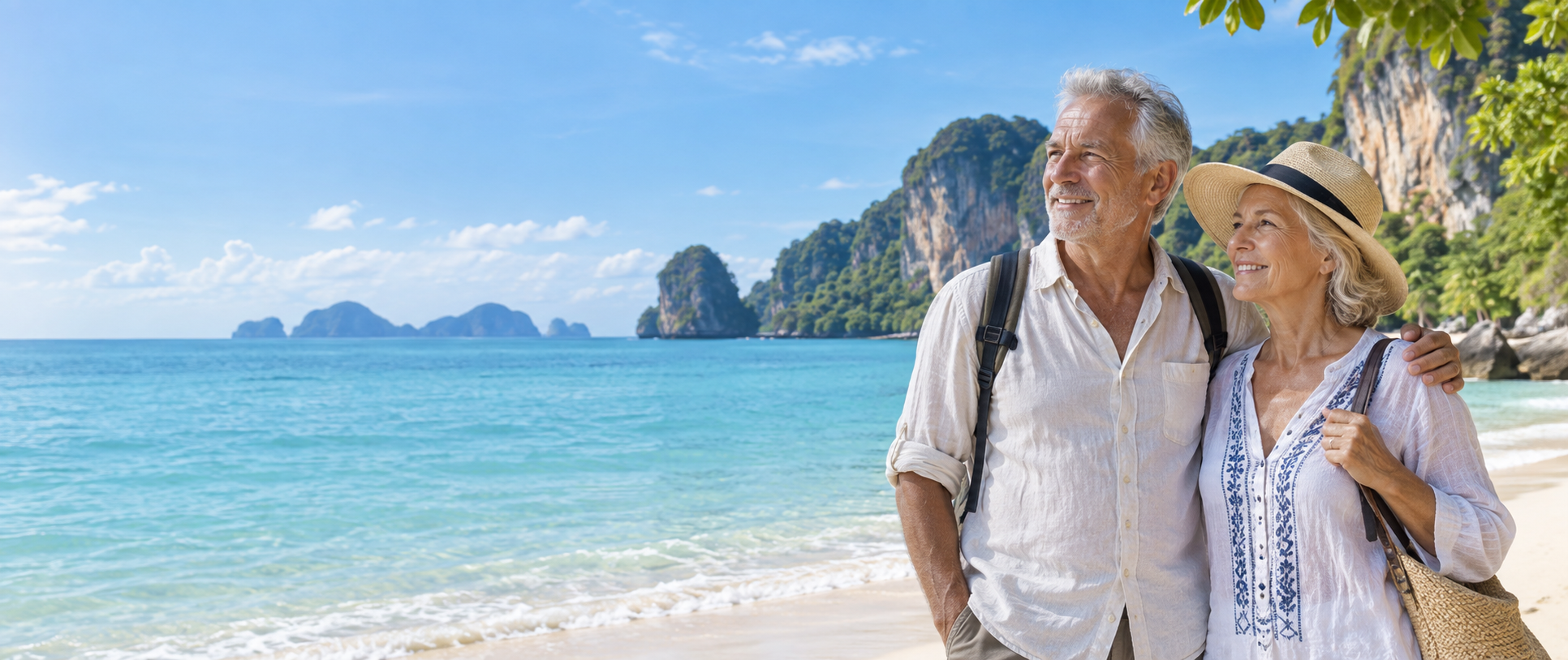 Travellers exploring the Thai coast